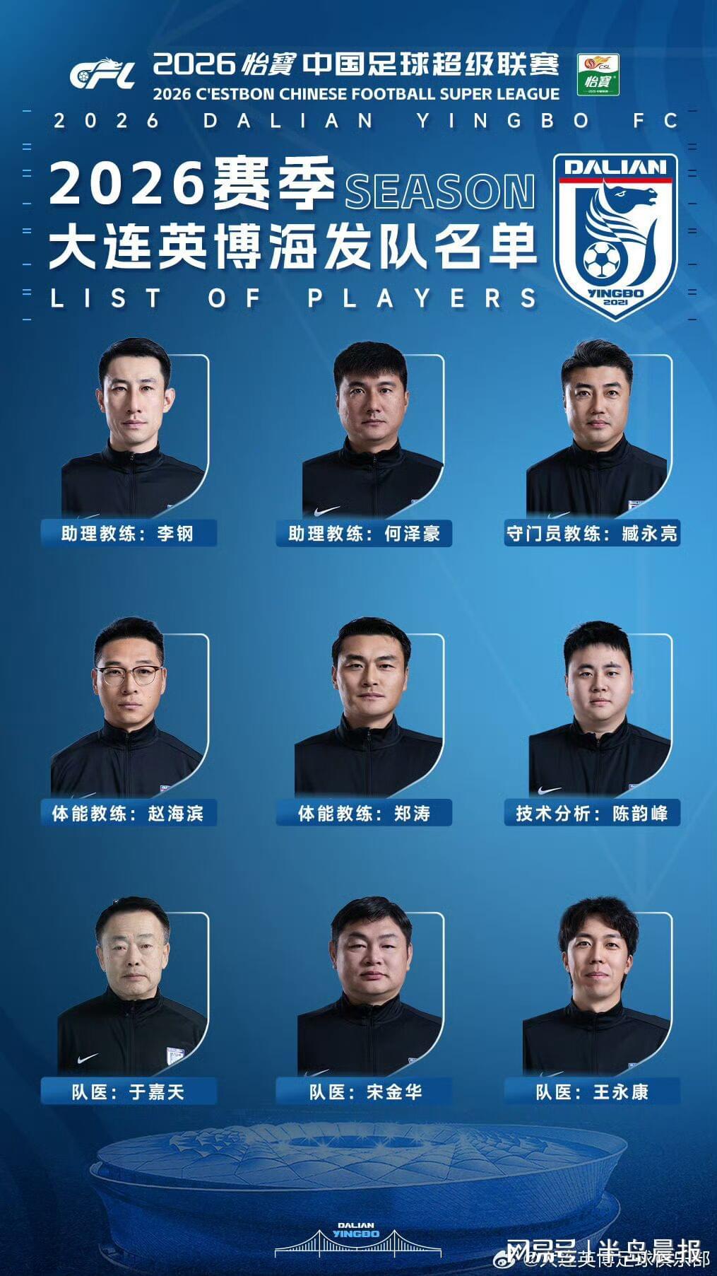 星空体育-大连英博公布新赛季名单